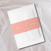 Korallenrosa Monogramm Bauchband Einladungsbanderole