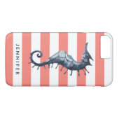Korallenrosa Nautisches Seepferd personalisiert Case-Mate iPhone Hülle (Rückseite (Horizontal))