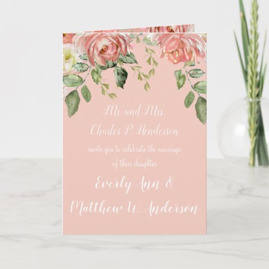 Korallenrosa oder irgendeine Farbe Blumenzehen Einladung (Vorderseite)