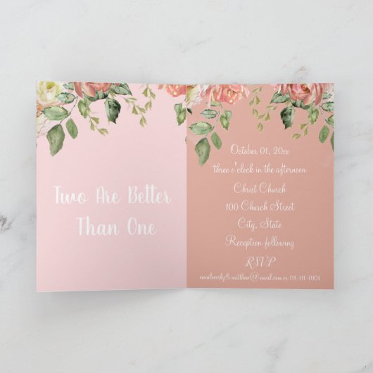 Korallenrosa oder irgendeine Farbe Blumenzehen Einladung (Innenseite)