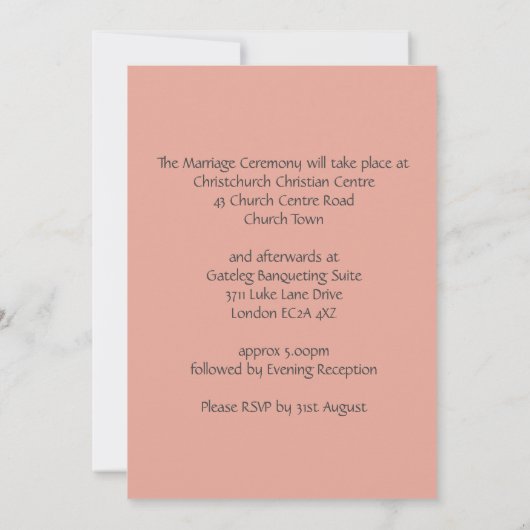 Korallenrosa Personalisierte Blumenblätter Einladung (Rückseite)