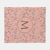Korallenrosa Personalisiertes MONOGRAMM Fleecedecke (Vorderseite (Horizontal))
