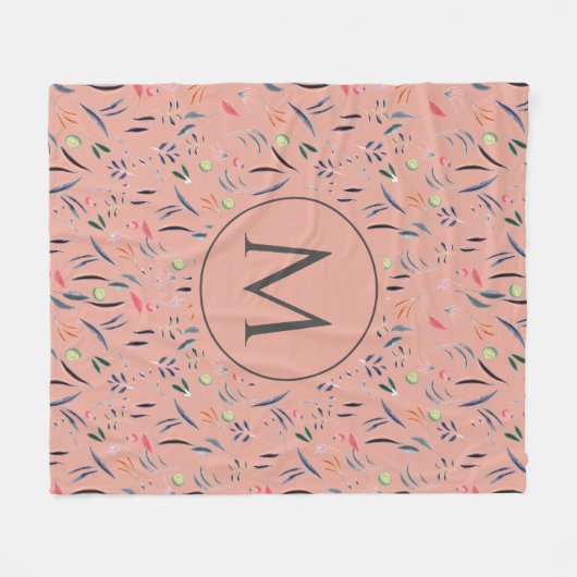 Korallenrosa Personalisiertes MONOGRAMM Fleecedecke (Vorderseite (Horizontal))