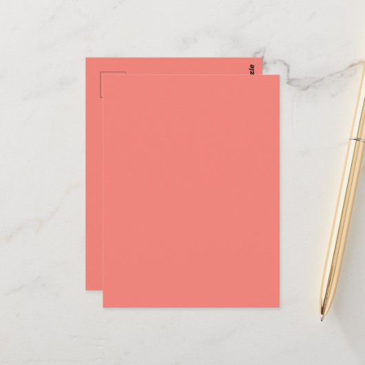 Korallenrosa Postkarte (Vorderseite/Rückseite Beispiel)