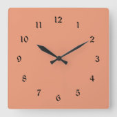 Korallenrosa Quadratische Wanduhr (Vorderseite)