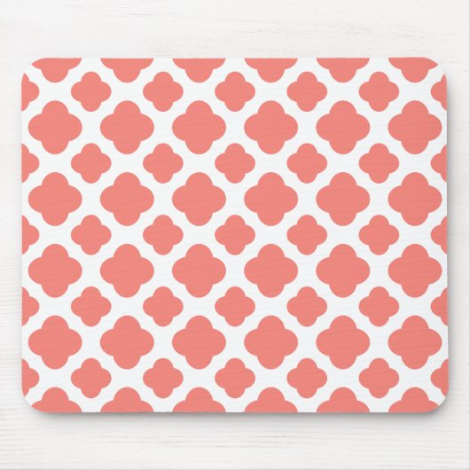 Korallenrosa Quatrefolienmuster Mousepad (Vorne)