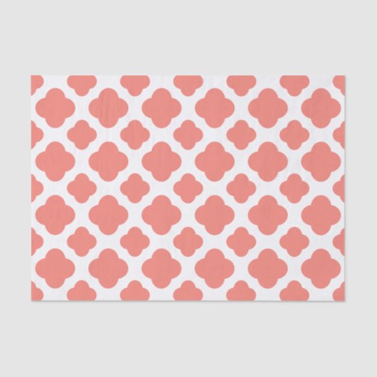 Korallenrosa Quatrefolienmuster Seidenpapier (Vorderseite)