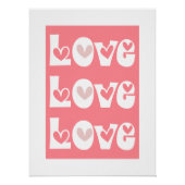 Korallenrosa Retro-LIEBE Typografie mit Herz Poster (Vorderseite)