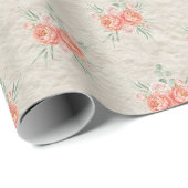 Korallenrosa Roségold-Blumenmuster Geschenkpapier (Rolleneckpunkt)