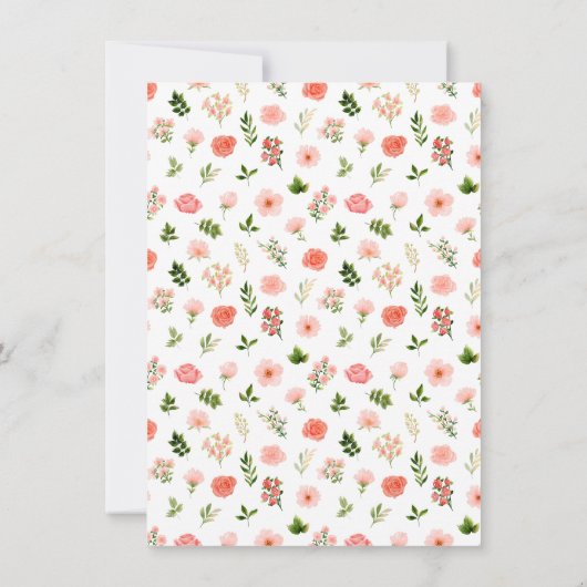 Korallenrosa Rote Rosen Brautparty Dankeskarte (Rückseite)