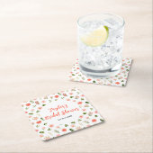 Korallenrosa Rote Rosen Brautparty Rechteckiger Pappuntersetzer (Vor Ort)