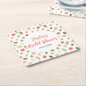 Korallenrosa Rote Rosen Brautparty Rechteckiger Pappuntersetzer (angewinkelt)