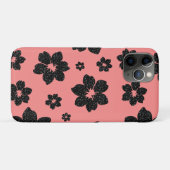 Korallenrosa Schwarzer Funkeln Glitzer Blume Case-Mate iPhone Hülle (Rückseite (Horizontal))