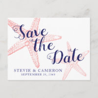 Korallenrosa Starfish Beach Save the Date