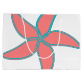 Korallenrosa Starfish Weiße große Geschenktasche Große Geschenktüte (Rückseite)