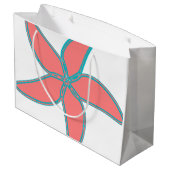 Korallenrosa Starfish Weiße große Geschenktasche Große Geschenktüte (Rückseite Schrägansicht)