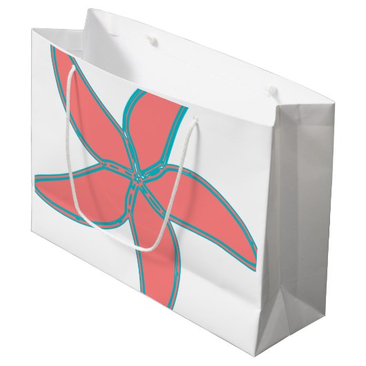 Korallenrosa Starfish Weiße große Geschenktasche Große Geschenktüte (Vorderseite Schrägansicht)