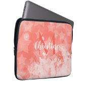 Korallenrosa Sternmuster Moderner Chic Monogram Na Laptopschutzhülle (Vorne Rechts)