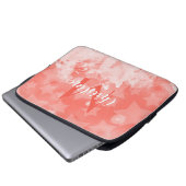 Korallenrosa Sternmuster Moderner Chic Monogram Na Laptopschutzhülle (Vorne Knopf)