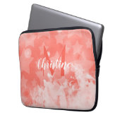 Korallenrosa Sternmuster Moderner Chic Monogram Na Laptopschutzhülle (Vorderseite Links)