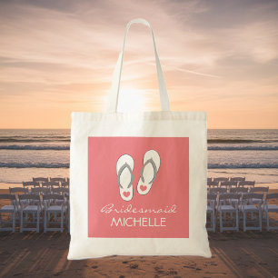 Korallenrosa Strandflip Flops Hochzeitstaschen Tragetasche