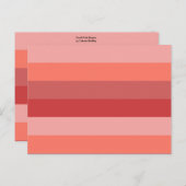 Korallenrosa Streifen Postkarte (Vorne/Hinten)