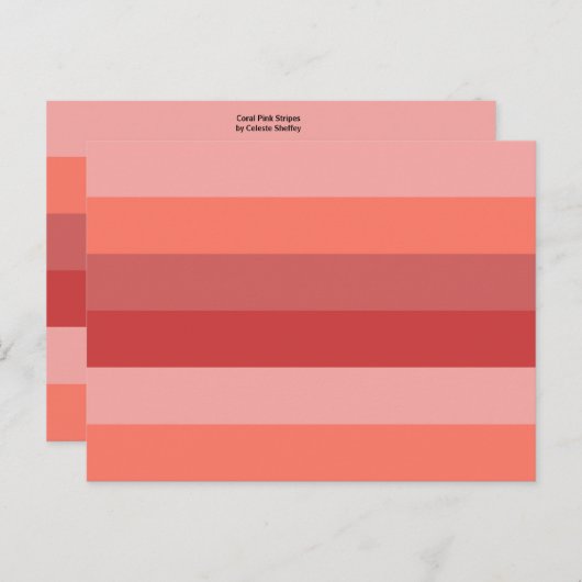 Korallenrosa Streifen Postkarte (Vorne/Hinten)