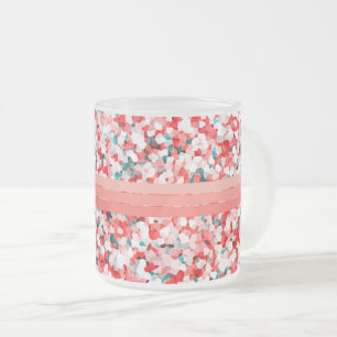 Korallenrosa Streifen über Kristallmuster Mattglastasse