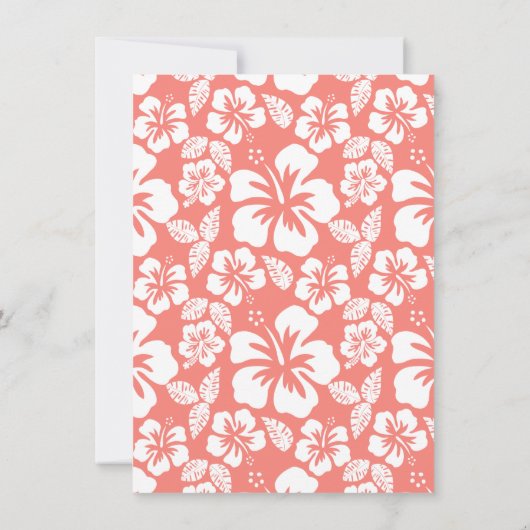 Korallenrosa Tropischer Hibiskus Einladung (Rückseite)
