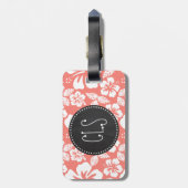 Korallenrosa Tropischer Hibiskus; Halbpensionslook Gepäckanhänger (Rückseite vertikal)