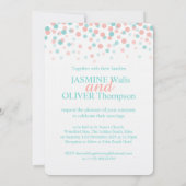 Korallenrosa und aquamarin-grüne blaue Hochzeit lä Einladung (Rückseite)