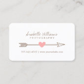 Korallenrosa und braunes Herz und Pfeil Visitenkarte (Vorderseite)