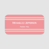 Korallenrosa und Chrystal Weiß Eleganter Name & Ti Namensschild (Vorderseite)