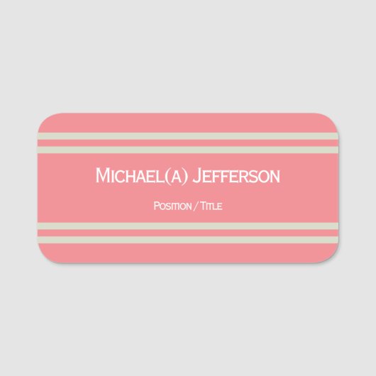 Korallenrosa und Chrystal Weiß Eleganter Name & Ti Namensschild (Vorderseite)