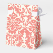 Korallenrosa und Elfenbeinfarben Elegantes Damaske Geschenkschachtel (Rückseite)