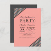 Korallenrosa und Glitzer Streifen Einladung (Vorne/Hinten)