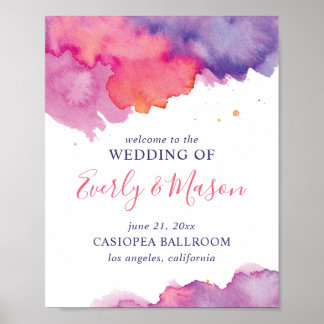 Korallenrosa und Lila Hochzeit mit Abstrakter Wass Poster