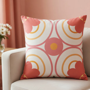 Korallenrosa und orange moderne geometrische Kreis Kissen
