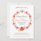 Korallenrosa und orangefarbenes Brautparty Einladung (Vorderseite)