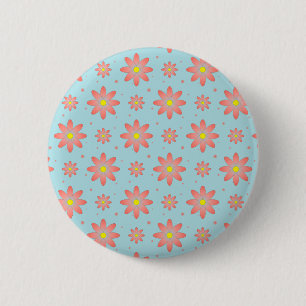 Korallenrosa und pulverblau delikate, daisate Blum Button