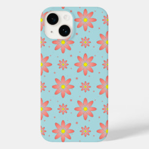Korallenrosa und pulverblau delikate, daisate Blum Case-Mate iPhone 14 Hülle
