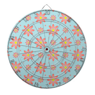 Korallenrosa und pulverblau delikate, daisate Blum Dartscheibe