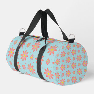 Korallenrosa und pulverblau delikate, daisate Blum Duffle Bag