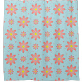 Korallenrosa und pulverblau delikate, daisate Blum Duschvorhang (Vorderseite)