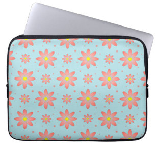 Korallenrosa und pulverblau delikate, daisate Blum Laptopschutzhülle