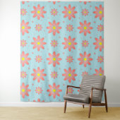 Korallenrosa und pulverblau delikate, daisate Blum Wandteppich (Beispiel)