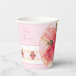 Korallenrosa und Weiß Pappbecher