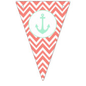 Korallenrosa und Weiß Zickzack mit Minze Nautic Wimpelkette (Erste Fahne)