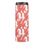 Korallenrosa und weiße Seepferde mit Anfangsbuchst Thermosbecher (Rückseite)