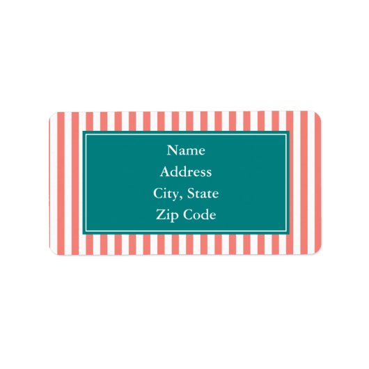 Korallenrosa und weiße Streifen Adressaufkleber (Vorne)